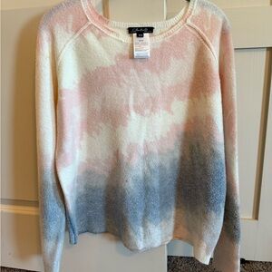 CHARLIE B Women's Pink and Blue Tie-Dye Sweater